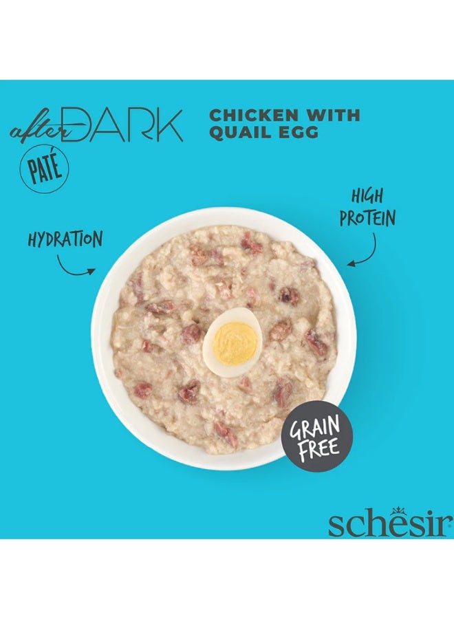 Schesir After Dark Wet Cat Food for Adult Cats – Chicken with Quail Egg Pate – Grain-Free High-Protein Formula – 480 g (6 x 80 g Cans) - Image 2